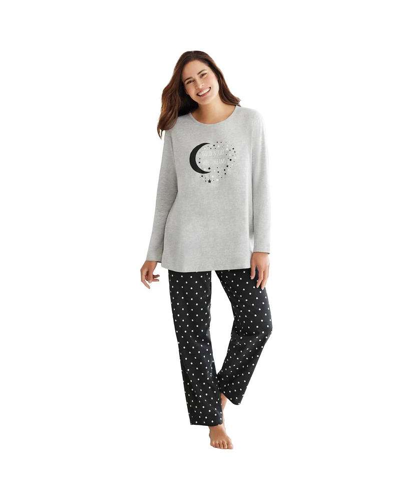 Dreams & Co. Women's Long Sleeve Knit Pj Set