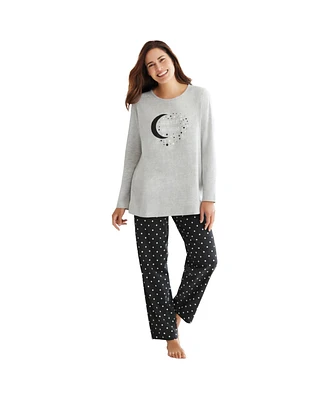 Dreams & Co. Women's Long Sleeve Knit Pj Set