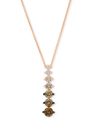 Le Vian Chocolate Ombre Diamond Vertical Graduated Adjustable 20" Pendant Necklace (3/4 ct. t.w.) in 14k Rose Gold