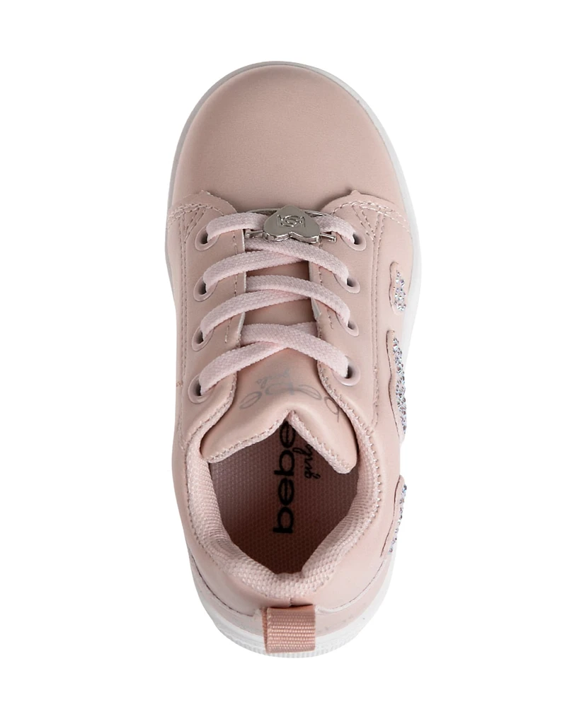 Bebe Toddler Girls Heart Lace with Court Sneakers