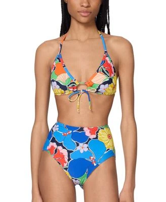 Kate Spade New York Womens Printed Tie Front Bikini Top High Waist Bottoms