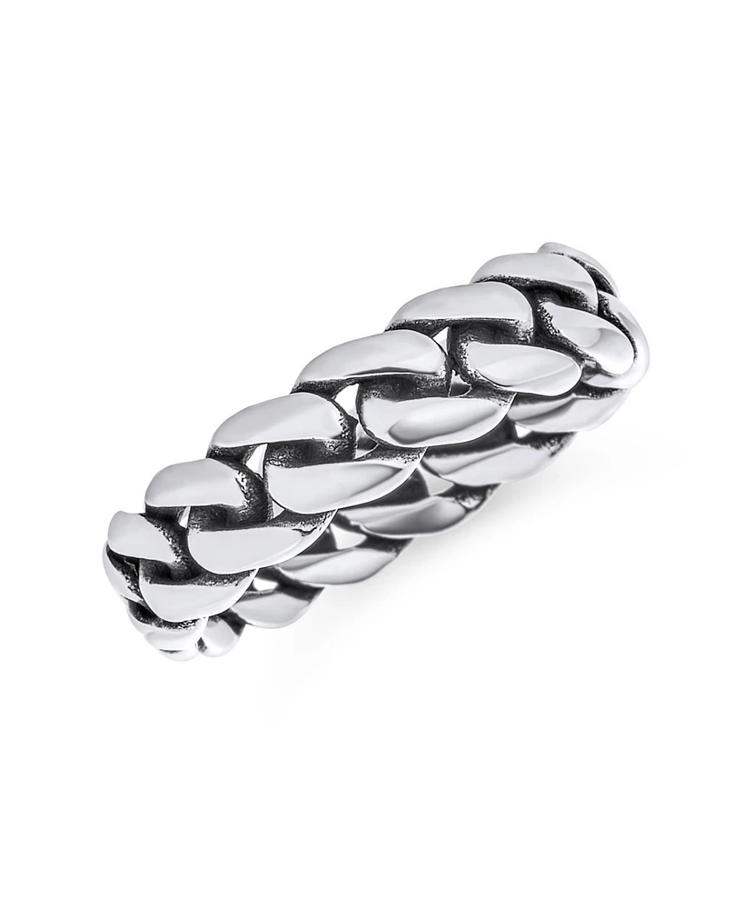 Bling Jewelry Solid Braided Celtic Eternity Band Knot Cable Curb Cuban Link Chain Rings .925 Sterling Silver 5MM