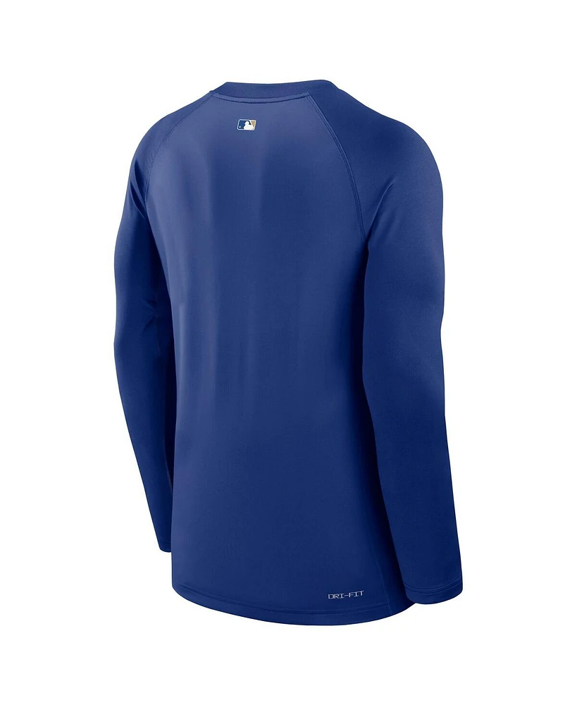 Nike Men's Royal Kansas City Royals Authentic Collection Game Time Raglan Performance Long Sleeve T-Shirt