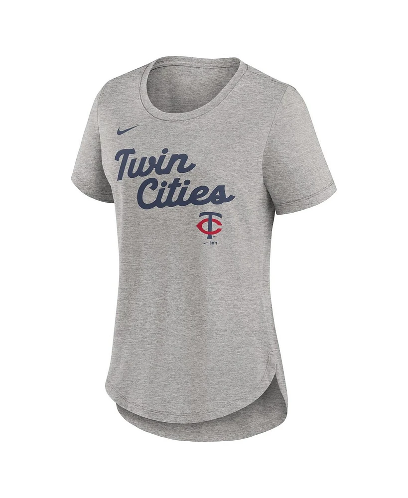 Nike Women's Heather Gray Minnesota Twins Script Tri-Blend T-Shirt