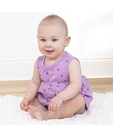 The Peanutshell Baby Girls Rompers - Lilac Stars, 2 Pack