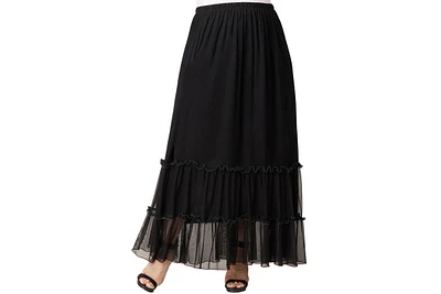 Kiyonna Plus Isla Tiered Mesh Maxi Skirt