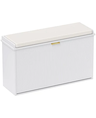 Homcom Shoe Bench with Padded Seat and Flip-Drawer for 8 Pairs,