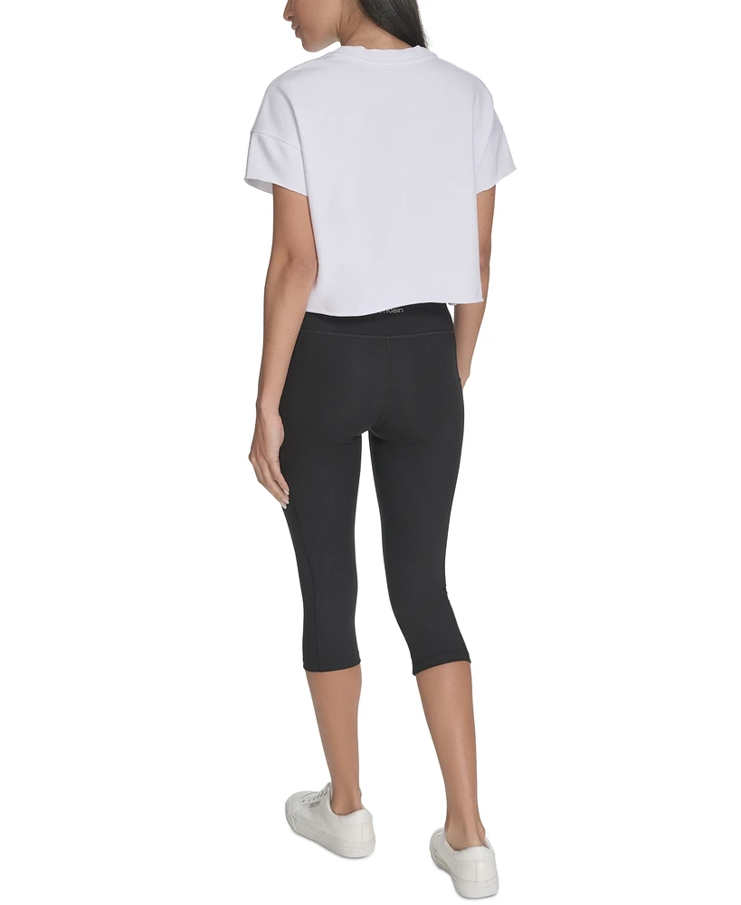 Calvin Klein Performance Women's French Terry 2-Tone Logo Crop T-Shirt