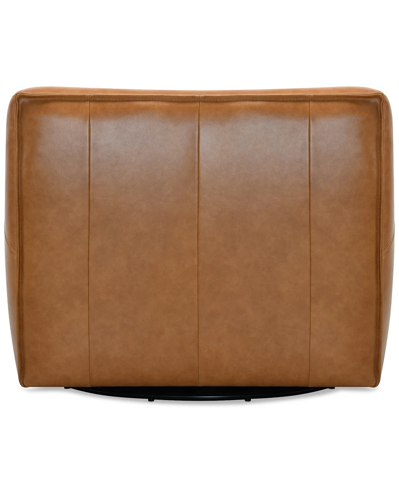 Glympton 44" Leather Swivel Chair, Exclusively at Macy's