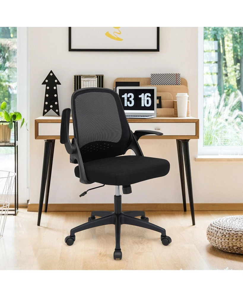 Adjustable Mesh Office Chair Rolling Computer Desk Chair with Flip-up Armrest