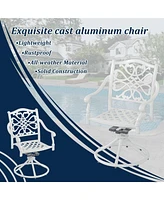 Patio Dinning Swivel Chair Set of 2 Outdoor Swivel Rocker Patio Chairs Bistro Chairs Outdoor Dining Chairs, White