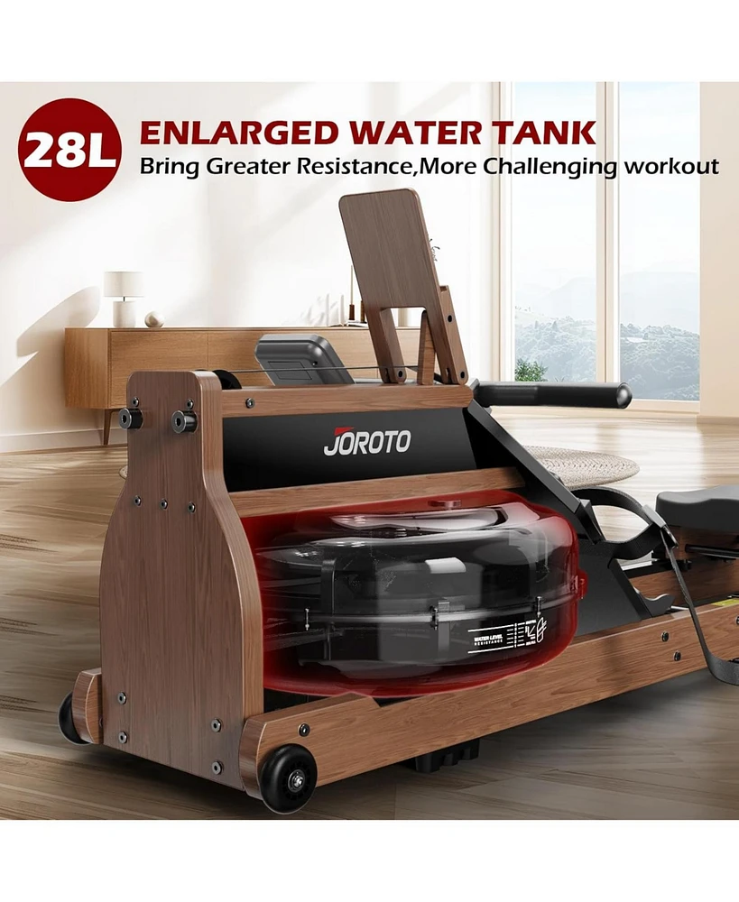 Joroto Rowing Machines for Home Use, Foldable Rower Machine with Bluetooth Monitor, Tablet Holder Water Rowing Machine