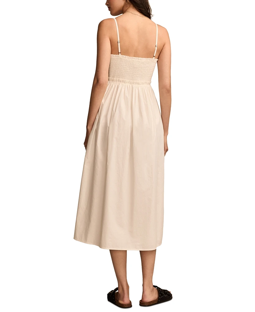 Lucky Brand Women's Empire Corset Poplin Midi Dress