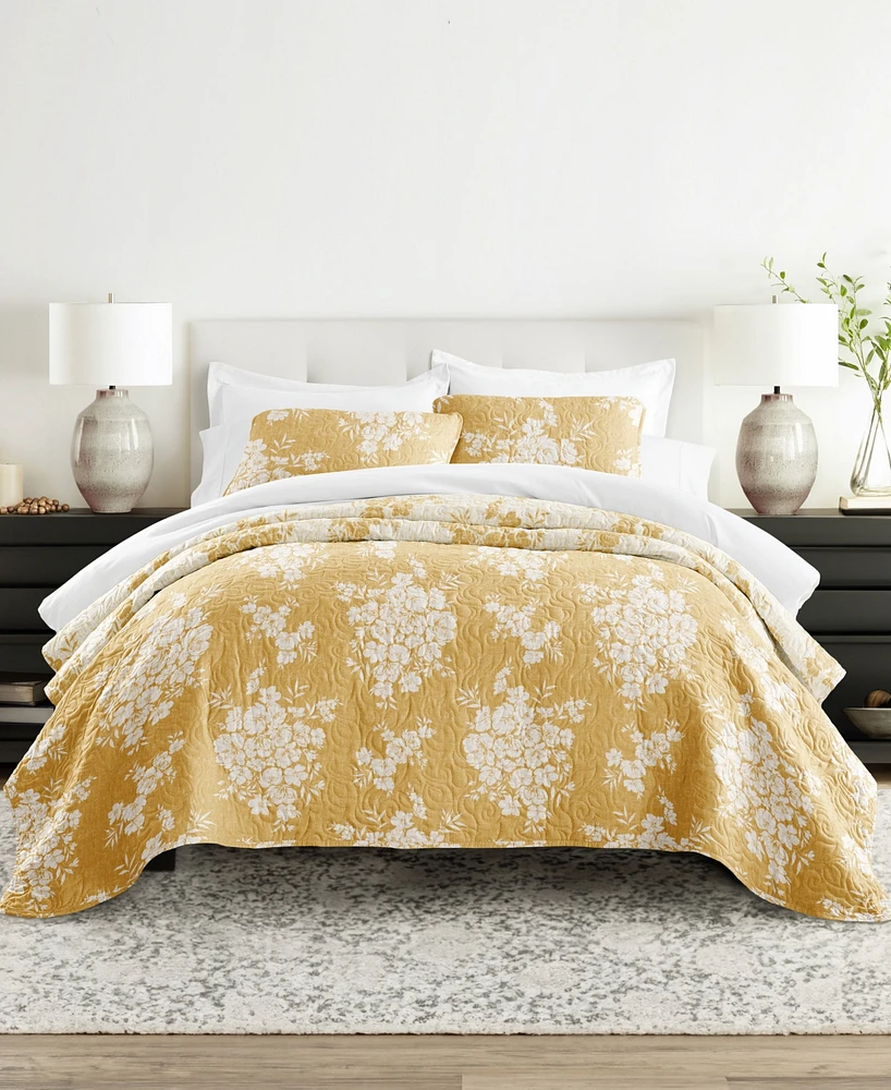 ienjoy Home Distressed Bouquet Reversible 3-Pc. Quilt Set