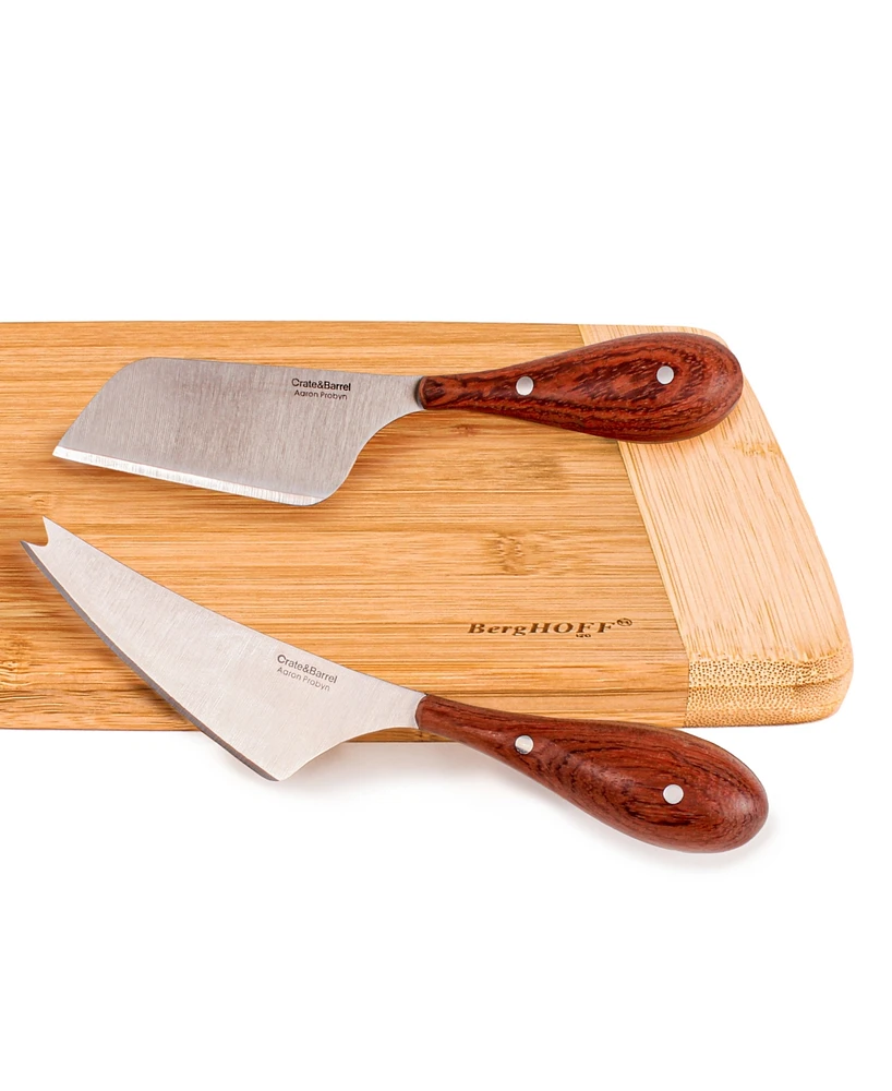 BergHOFF Aaron Probyn 3-Piece Cheese Knife and Bamboo Cutting Board Set