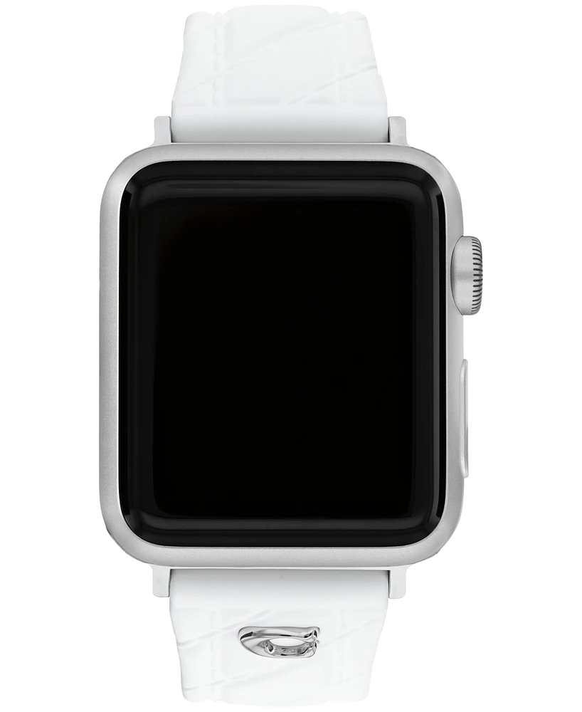 Coach Women's Quilted White Silicone Apple Watch Strap 38mm, 40mm, 41mm