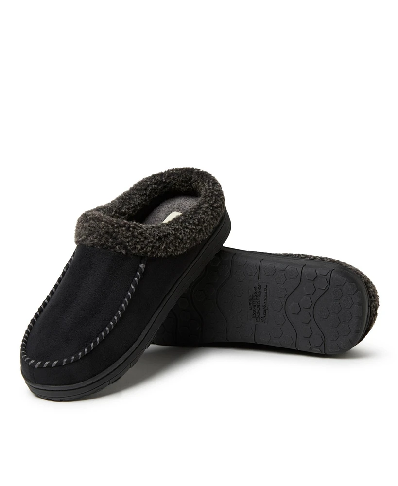 Dearfoams Men's Microsuede Moccasin Toe House Shoe Clog Slipper
