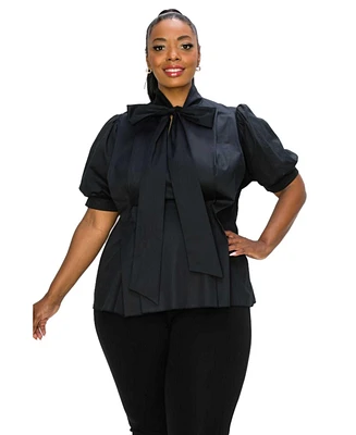 L I V D Plus Size Ashlyn Ribbon Blouse