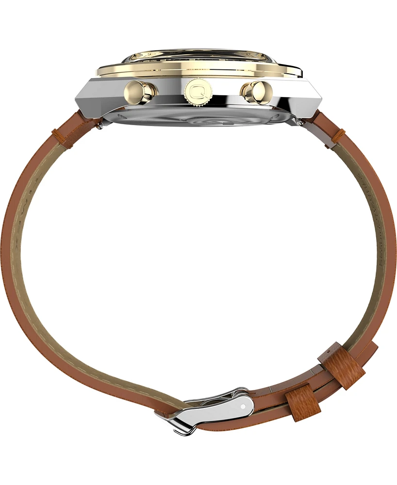 Timex Men's Analog Brown Leather Strap Watch, 40mm