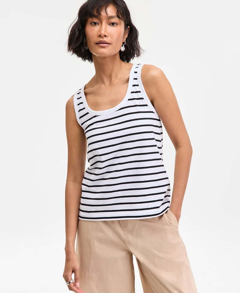 On 34th Women's Cotton Striped Scoop Tank Top