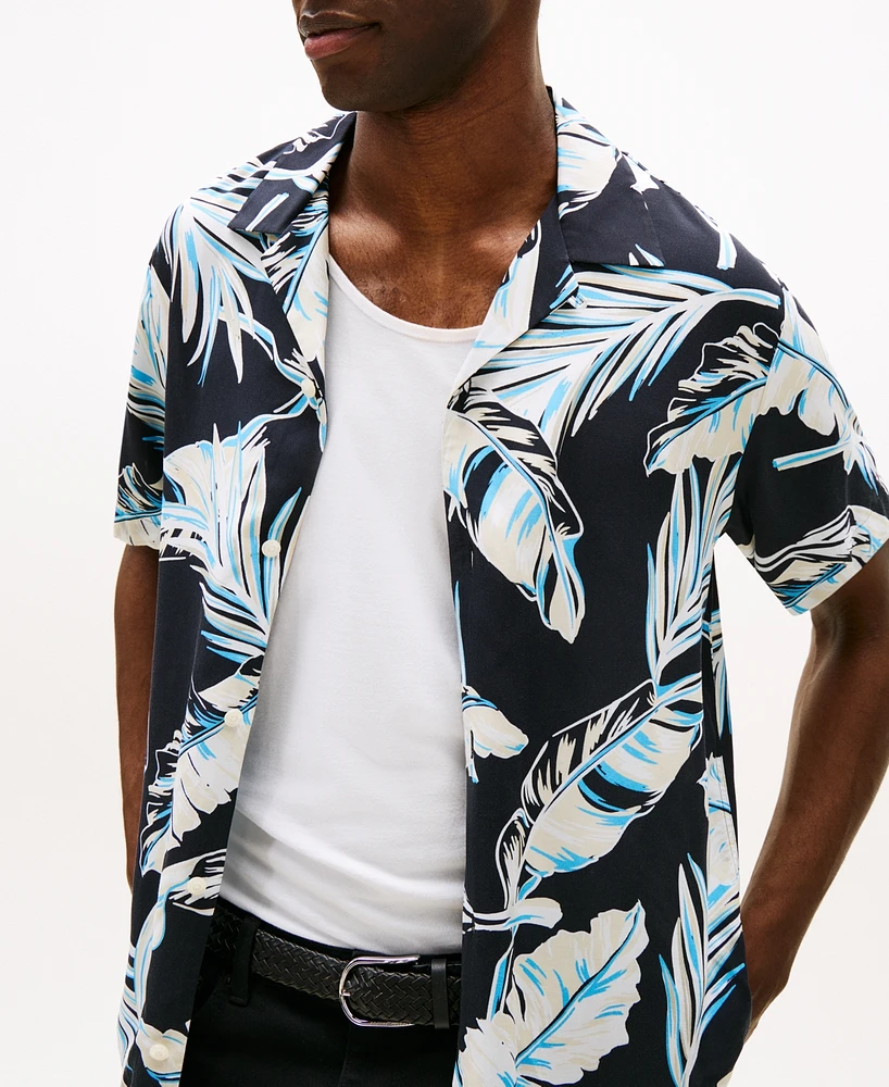Tommy Hilfiger Men's Regular-Fit Leaf-Print Camp Shirt