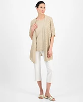Jm Collection Petite Short-Sleeve Shine Cardigan, Exclusively at Macy's