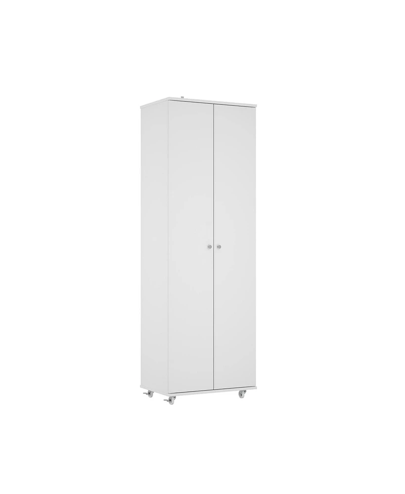 2-door shoe cabinet with Adjustable shelves, versatile storage, sturdy and durable, universal wheel design, four wheels, two brakes,black ra