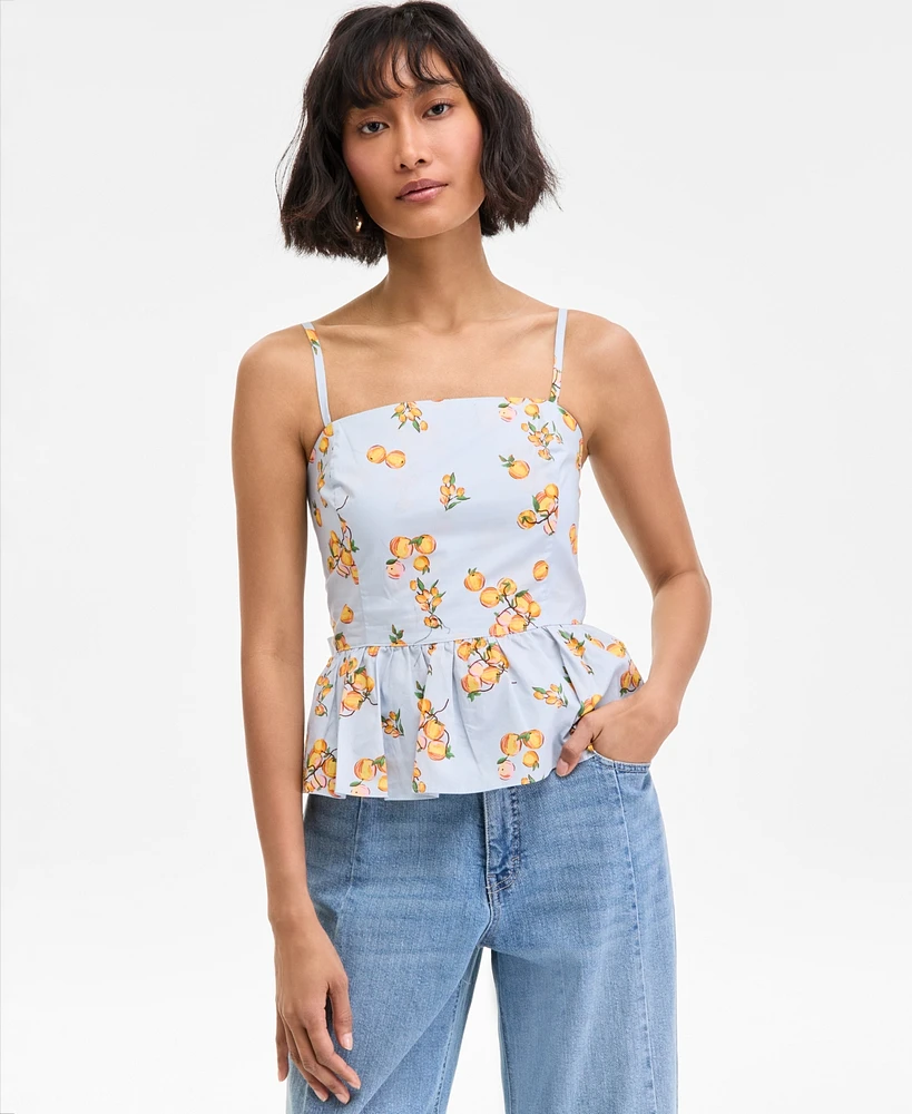 On 34th Women's Cotton Tie-Back Peplum Tank, Exclusively at Macy's