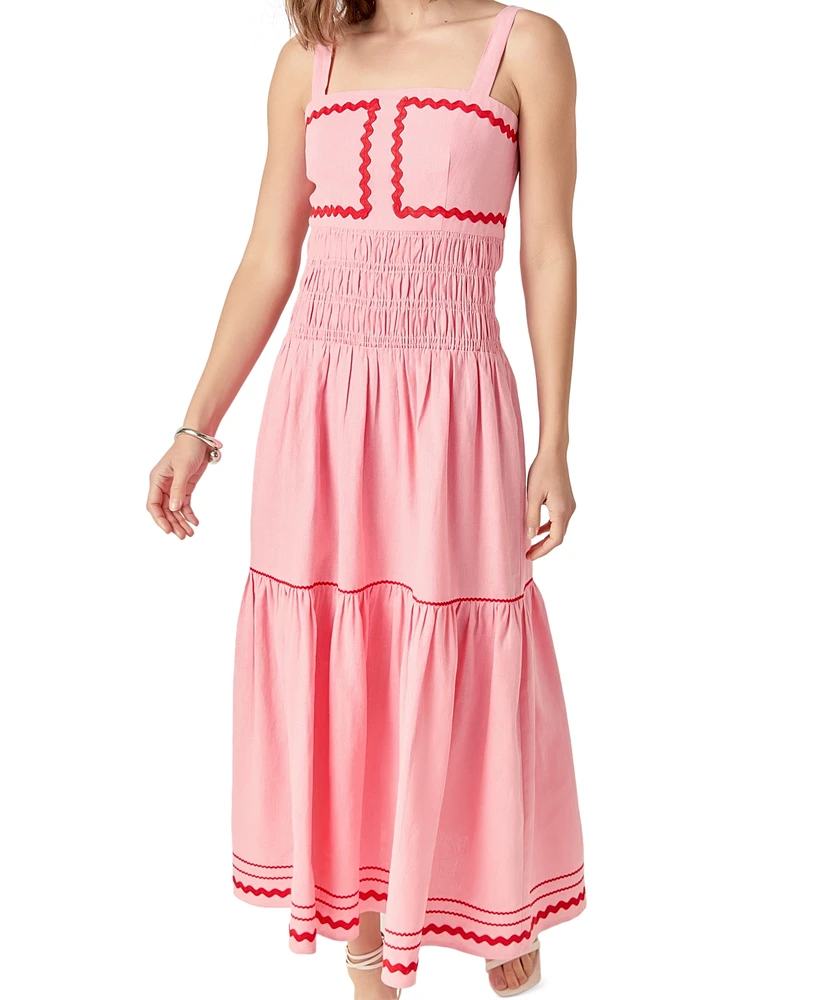 English Factory Women's Ric Rac Square-Neck Maxi Dress