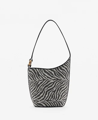 Mango Women's Large Zebra-Print Bucket Bag
