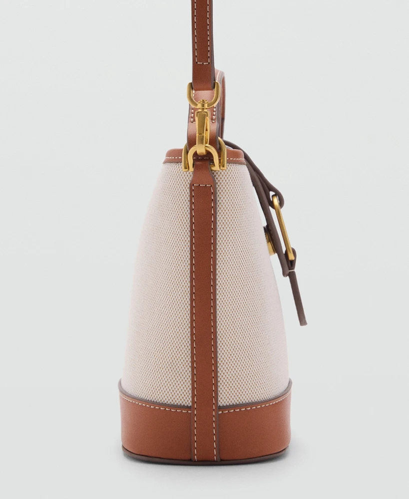 Mango Women's Contrasting Canvas Bucket Bag
