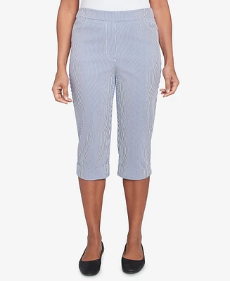 Alfred Dunner Women's Land of The Free Striped Cuffed Clamdigger Pants