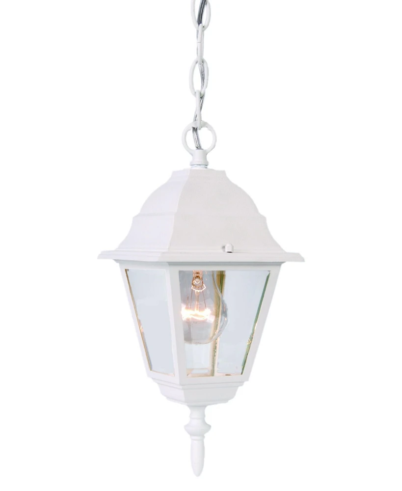 Distressed White Beveled Glass Outdoor Hanging Light