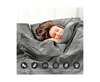Superior Cotton Linen Blend Solid 3-Piece Duvet Cover Set, Full/Queen