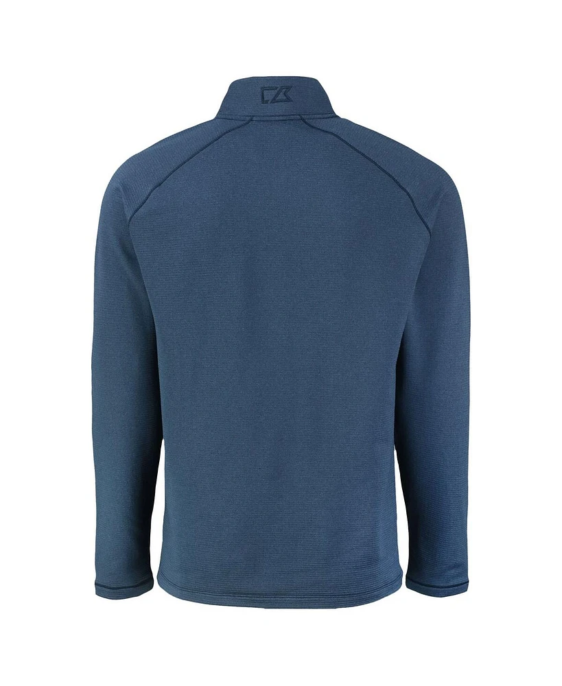 Cutter & Buck Men's Heather Navy Los Angeles Dodgers Peshastin Eco Fleece Raglan Quarter-Zip Top
