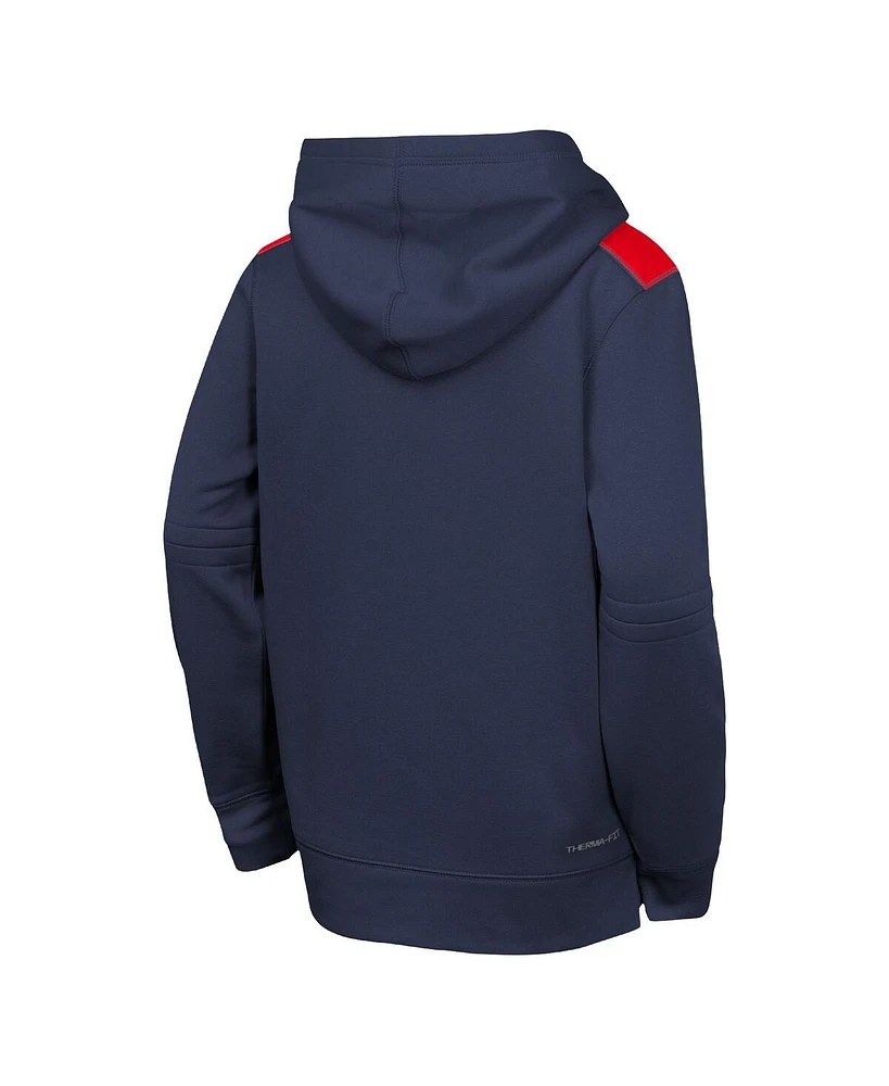 Nike Big Boys and Girls Navy Cleveland Guardians City Connect Authentic Collection Performance Pullover Hoodie