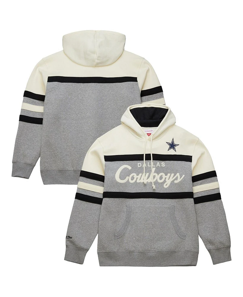 Mitchell & Ness Men's Cream/Gray Dallas Cowboys Head Coach Vintage Logo Pullover Hoodie