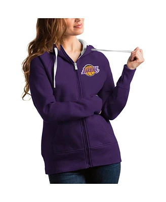 Antigua Women's Purple Los Angeles Lakers Victory Full-Zip Hoodie
