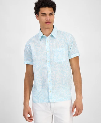 Sun + Stone Men's Bodhi Short Sleeve Linen Blend Button-Front Shirt, Exclusively at Macy's