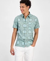 Sun + Stone Men's Avon Short Sleeve Medallion Print Linen Blend Button-Front Shirt, Exclusively at Macy's