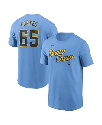 Nike Men's Nestor Cortes Navy Milwaukee Brewers Fuse Name Number T-Shirt