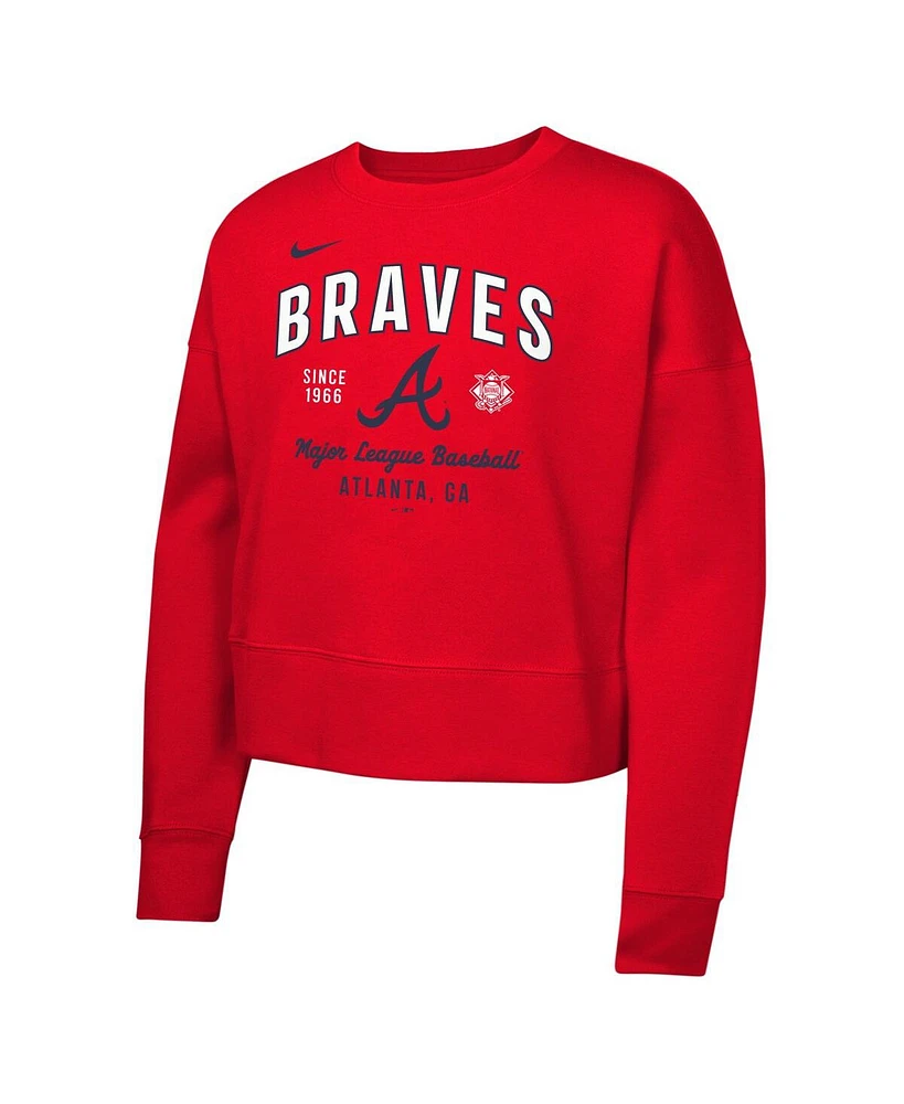 Nike Big Girls Red Atlanta Braves Fleece Sweatshirt