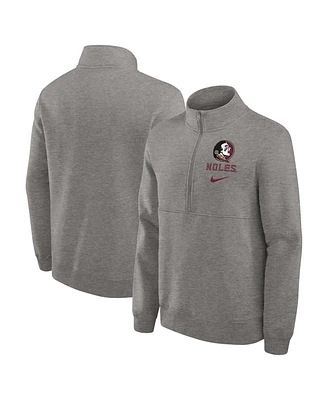 Nike Men's Heather Gray Florida State Seminoles Primetime Club Half-Zip Sweatshirt