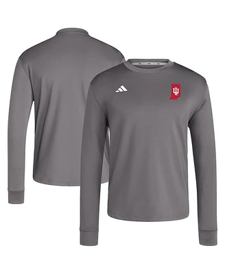 Adidas Men's Gray Indiana Hoosiers Dugout Pullover Sweatshirt