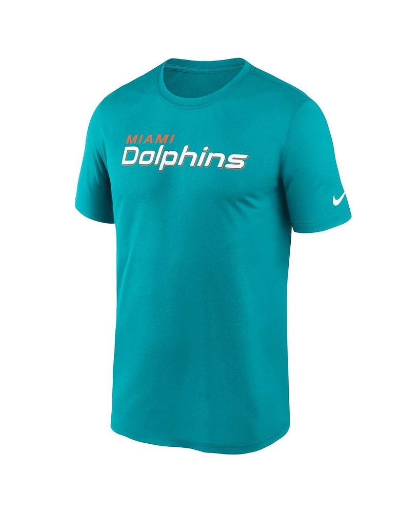 Nike Men's Aqua Miami Dolphins Primetime Legend Wordmark Performance T-Shirt