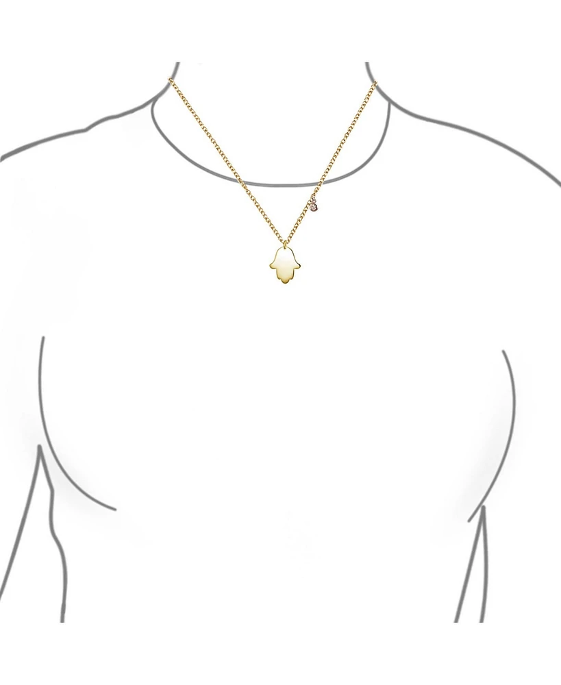 Bling Jewelry Delicate Simple Minimalist Amulet Talisman Hamsa Hand Of God Fatima Pendant Necklace Gold Plated .925 Sterling Silver