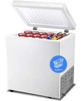 Cowsar 1.8 Cubic Feet Chest Freezer with Removable Basket Free Standing Top Open Door Compact Freezer with Adjustable Temperature for Home/Kitchen/Off