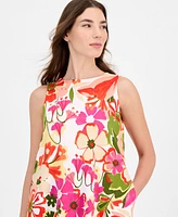 Anne Klein Petite Printed Sleeveless Scuba Trapeze Dress