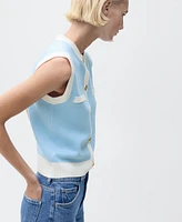 Mango Women's Contrast Piping Knitted Waistcoat Sweater