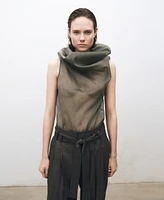 Mango Women's Asymmetrical Neckline Silk Blouse